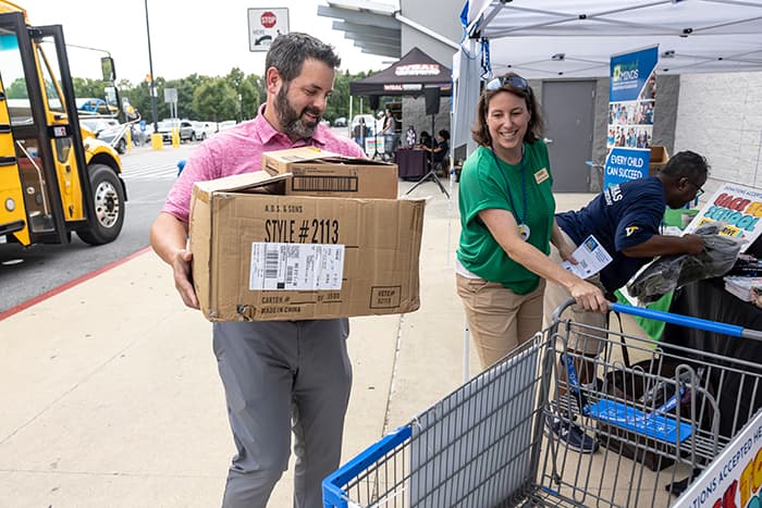 Second annual Stuff the Bus event raises almost $45,000 in essential supplies for Howard County students in need.